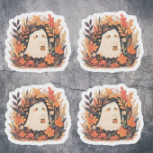 Cute Ghost Autumn Floral Halloween Design Accent シール