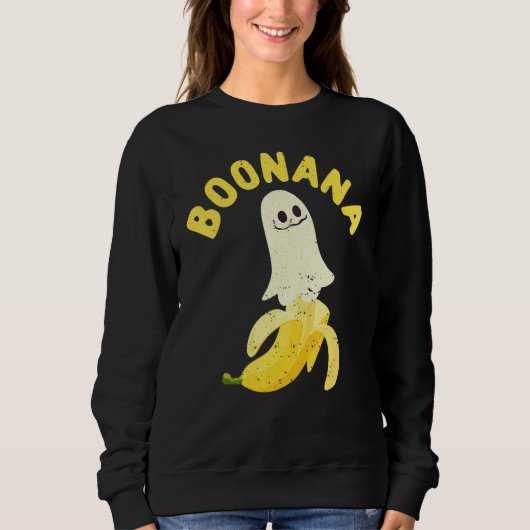 Cute Ghost Banana Halloween Costume Spooky Scary B スウェットシャツ (正面)
