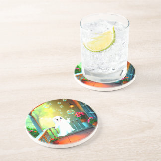Cute ghost blowing bubbles coasters コースター
