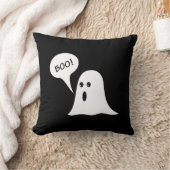 Cute Ghost BOO Halloween Black and Orange クッション (ブランケット)
