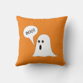 Cute Ghost BOO Halloween Black and Orange クッション (裏面)