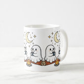 Cute Ghost Campfire Moon Spooky Season Mug コーヒーマグカップ (正面右)