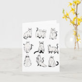 Cute Ghost Cat Funny Halloween Outfit Costumes  カード (黄色い花)