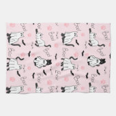 Cute Ghost Cats Halloween キッチンタオル (横)