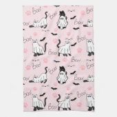 Cute Ghost Cats Halloween キッチンタオル (縦)