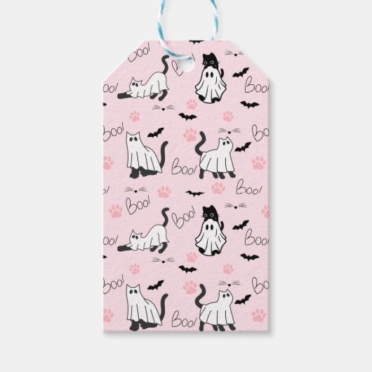 Cute Ghost Cats Halloween ギフトタグ (正面)