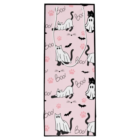 Cute Ghost Cats Halloween ワインギフトバッグ (裏面)
