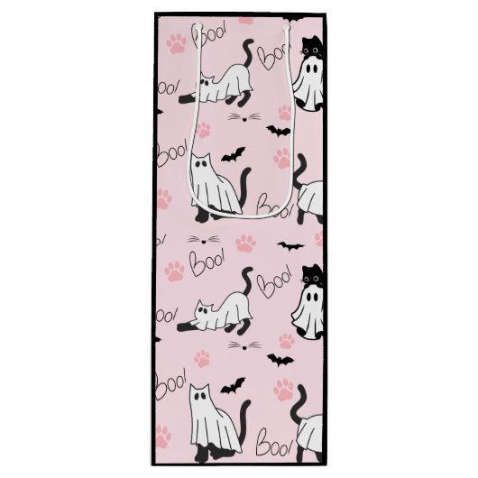 Cute Ghost Cats Halloween ワインギフトバッグ (正面)