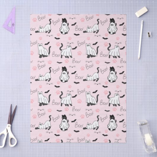 Cute Ghost Cats Halloween 薄葉紙 (クラフト)