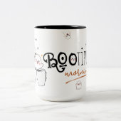 Cute Ghost Coffee Boo-tiful Morning Halloween ツートーンマグカップ (中央)