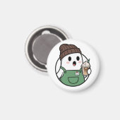 Cute Ghost Coffee Button マグネット (正面/裏面)