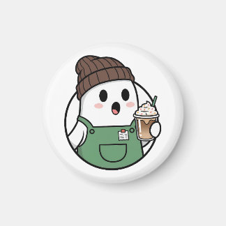 Cute Ghost Coffee Button マグネット