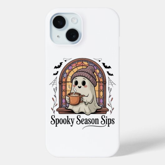 Cute Ghost Coffee Halloween Phone Case Case-Mate iPhoneケース (裏面)