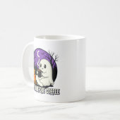 Cute Ghost Coffee Lover Camping Design コーヒーマグカップ (正面左)
