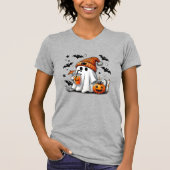 Cute Ghost Coffee Pumpkin Halloween Tシャツ (正面)