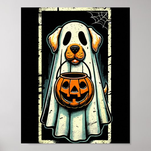 Cute Ghost Dog Men Women Kids Halloween Funny Ghos ポスター (正面)