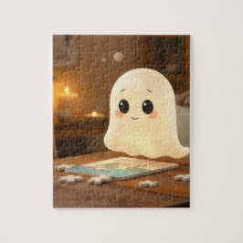 Cute ghost doing a puzzle Puzzle ジグソーパズル