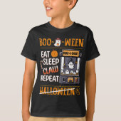 Cute Ghost Eat Sleep Claw Machine Spooky Halloween Tシャツ (正面)