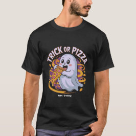Cute Ghost Eating Pizza Fun Creepy Trick or Pizza Tシャツ