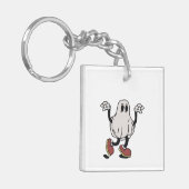 Cute ghost enjoying キーホルダー (正面左)