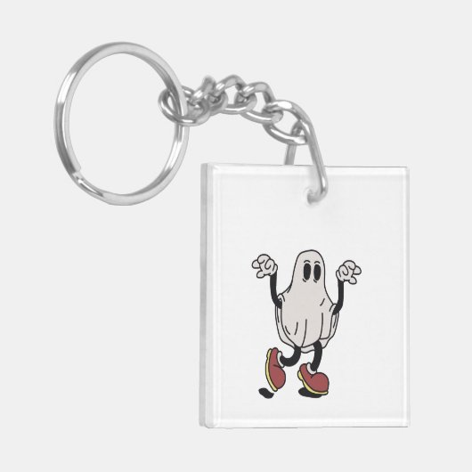 Cute ghost enjoying キーホルダー (正面左)