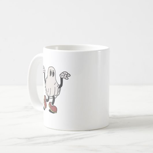 Cute ghost enjoying コーヒーマグカップ (正面左)