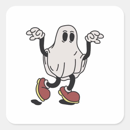 Cute ghost enjoying スクエアシール (正面)