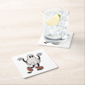 Cute ghost enjoying スクエアペーパーコースター (インサイチュ)