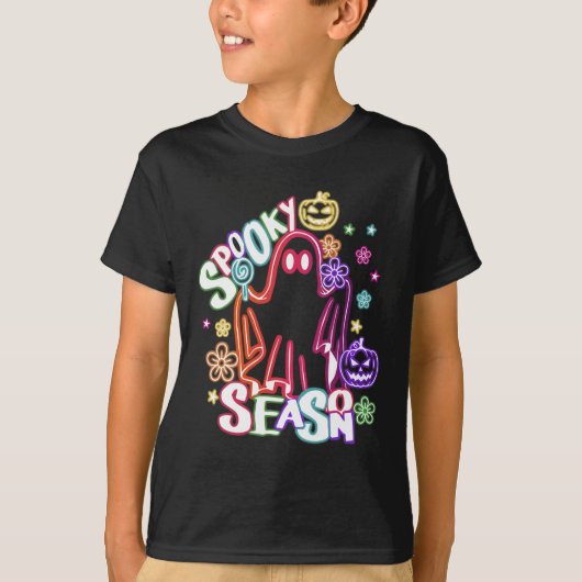 Cute Ghost Floral Coquette Halloween Pumpkin Spook Tシャツ (正面)