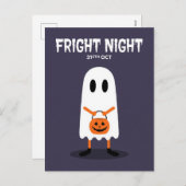 Cute Ghost Fright Night Halloween シーズンポストカード (正面/裏面)
