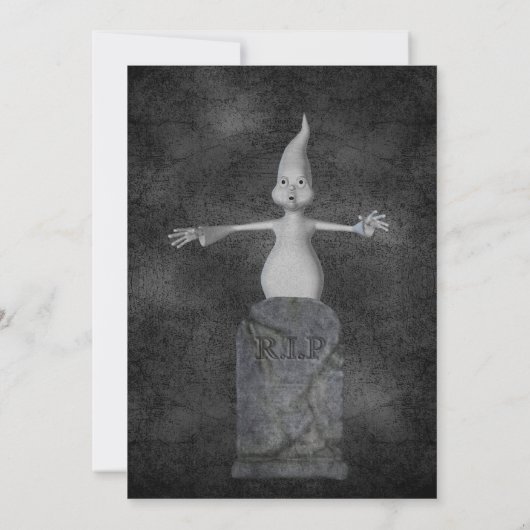 Cute Ghost Gravestone Halloween 招待状 (裏面)