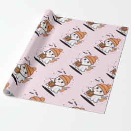 Cute ghost halloween ラッピングペーパー