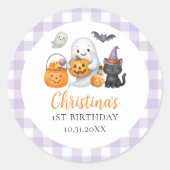 Cute Ghost Halloween 1st Birthday Party ラウンドシール (正面)