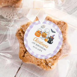 Cute Ghost Halloween 1st Birthday Party ラウンドシール