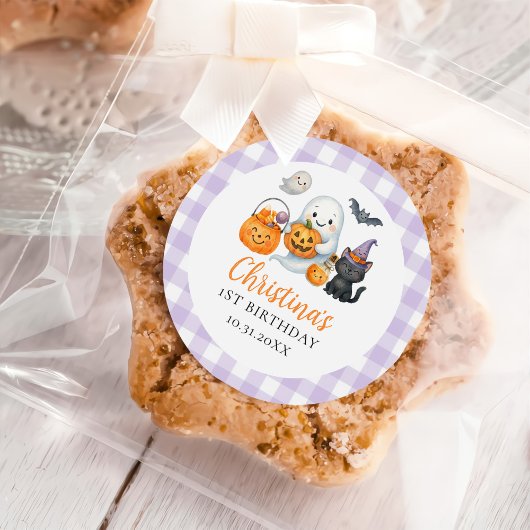 Cute Ghost Halloween 1st Birthday Party ラウンドシール