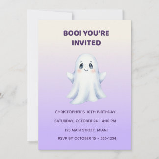Cute Ghost Halloween Birthday Invitation | Kids Sp 招待状