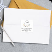 Cute Ghost Halloween Floral スクエアシール