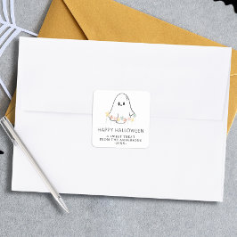 Cute Ghost Halloween Floral スクエアシール