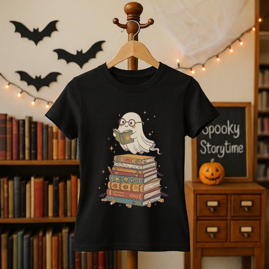 Cute Ghost Halloween for Librarians & Readers  Tシャツ