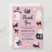 Cute Ghost Halloween Girl Birthday Party サンキューカード (正面)