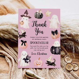 Cute Ghost Halloween Girl Birthday Party サンキューカード