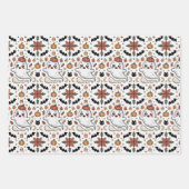 Cute Ghost Halloween Pumpkin Floral Pattern ラッピングペーパーシート (正面3)