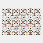 Cute Ghost Halloween Pumpkin Floral Pattern ラッピングペーパーシート (正面2)