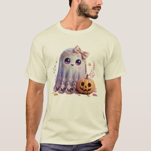 Cute Ghost Halloween Shirt – Kawaii Pastel Tshirt Tシャツ (正面)