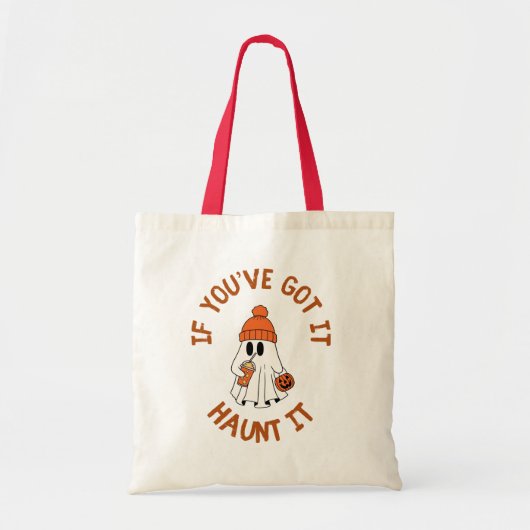 Cute Ghost Halloween Tote with Pumpkin Spice Vibes トートバッグ (正面)