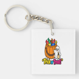 Cute Ghost Halloween Trick or Treat Candy Bucket T キーホルダー