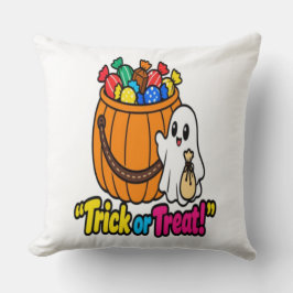 Cute Ghost Halloween Trick or Treat Candy Bucket T クッション