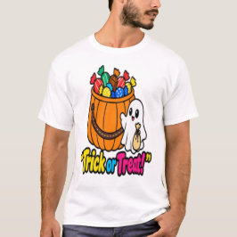 Cute Ghost Halloween Trick or Treat Candy Bucket T Tシャツ