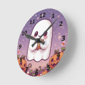 Cute Ghost Halloween Wall Clock ⏰👻 ラウンド壁時計 (傾斜)