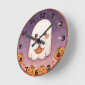 Cute Ghost Halloween Wall Clock ラウンド壁時計 (傾斜)